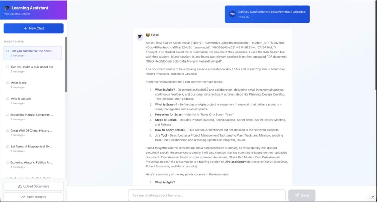 AI Learning Assistant summarizing uploaded document