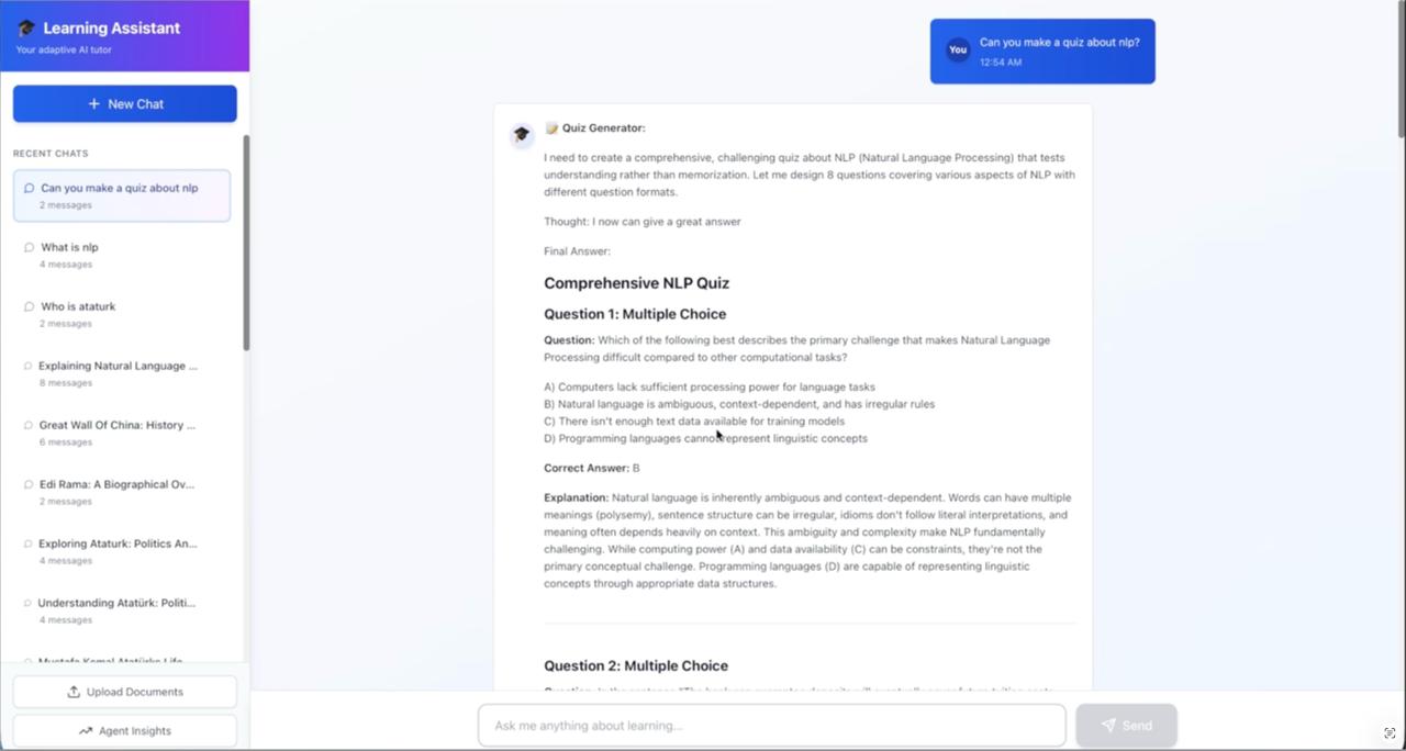 AI Learning Assistant generated NLP quiz