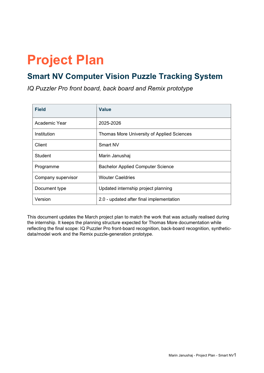 Project Plan Smart NV IQ Puzzler Pro cover