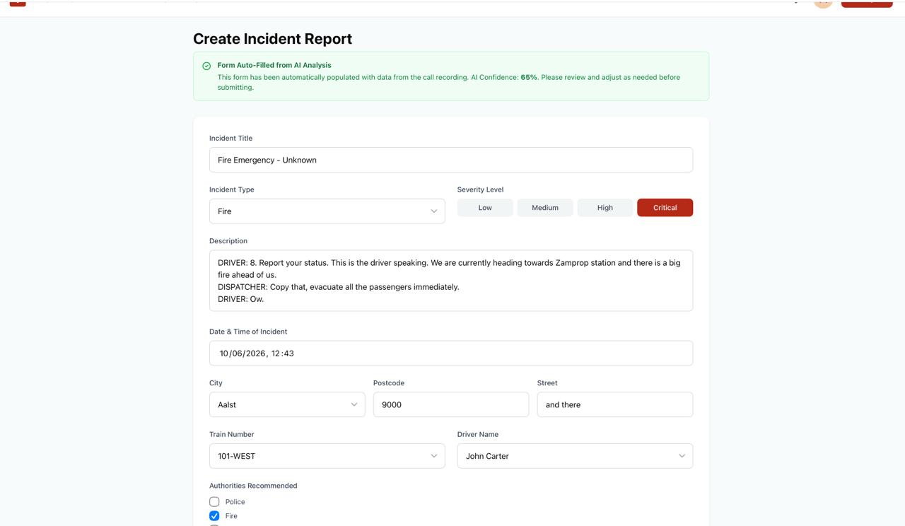 TrackLine AI autofilled incident report form